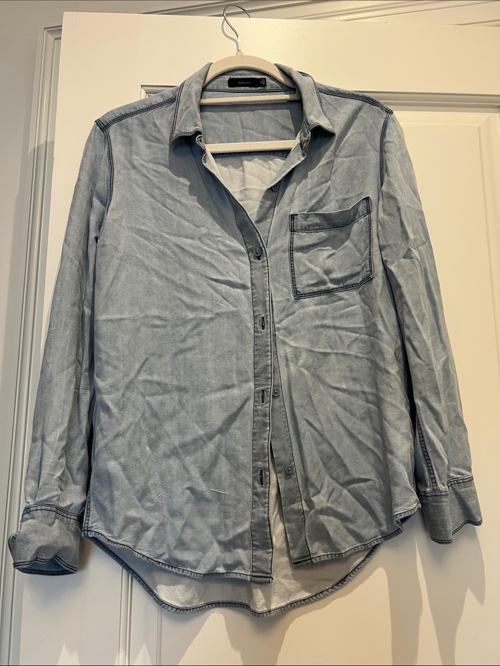 Talula Light Blue Washed Denim Button-Down Shirt